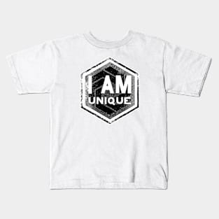 I AM Unique - Affirmation - Black Kids T-Shirt